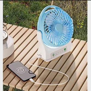 WEIDASI WD-202 Rechargeable 2400mAh Battery Strong Wind Portable Desk Fan With LED Lamp