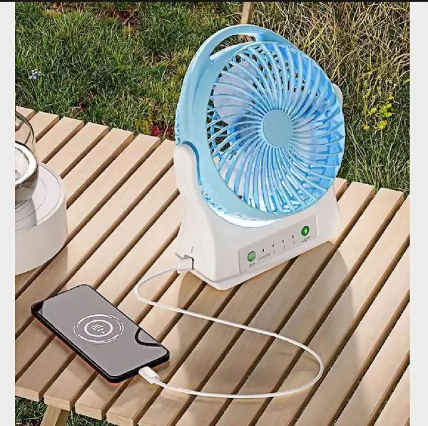 WEIDASI WD-202 Rechargeable 2400mAh Battery Strong Wind Portable Desk Fan With LED Lamp