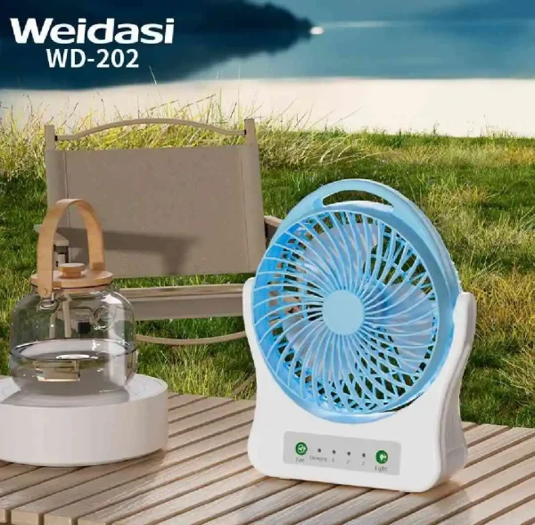 WEIDASI WD-202 Rechargeable 2400mAh Battery Strong Wind Portable Desk Fan With LED Lamp - Image 4