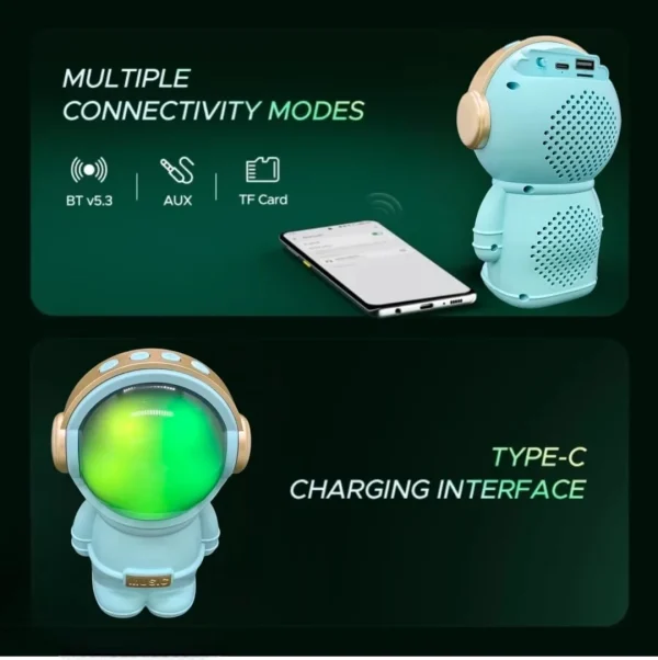 NEW X-808 Astronaut Light Portable Radio Astronaut Smart BT Speaker Astronaut Design LED Night Light Music Speaker - Image 6
